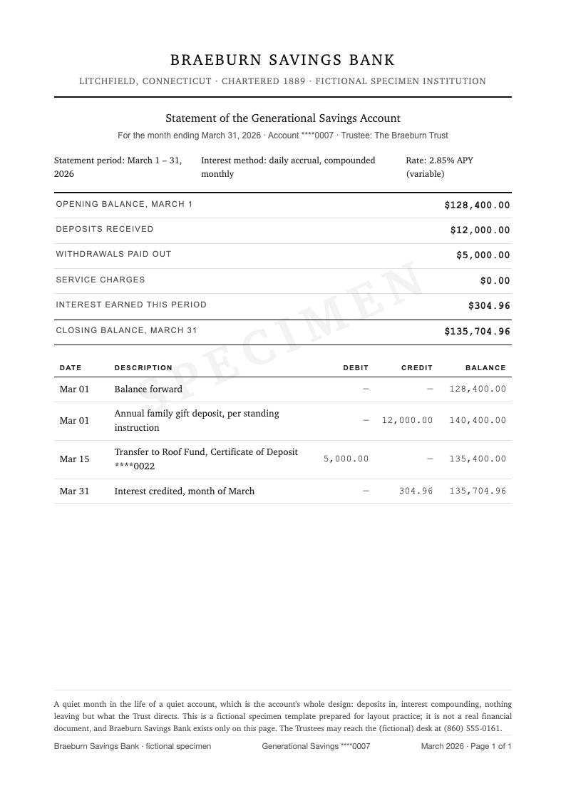 Classic Professional Bank Statement